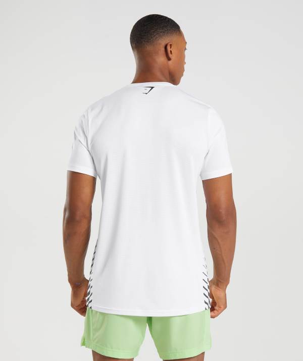 Panske Tricka Gymshark Sport Stripe Biele | VT6984375
